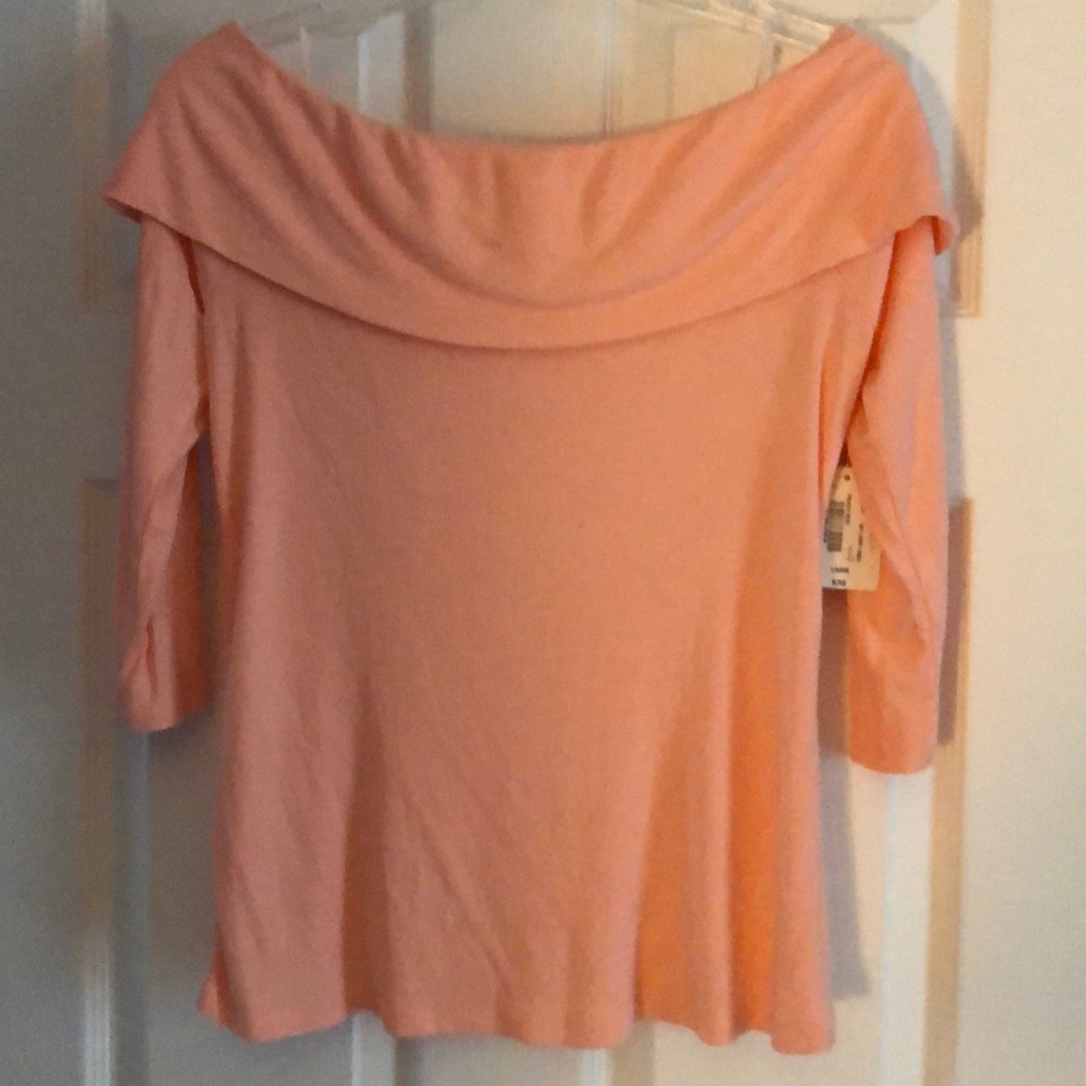 Off the shoulder coral blouse